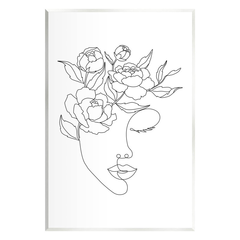 Art floral sur plaque de visage de femme avec griffonnage par JJ Design House LLC, H 15 po x l 10 po x P 0,5 po