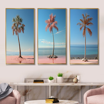 Sea Breeze Blue And Pink Plam Tree