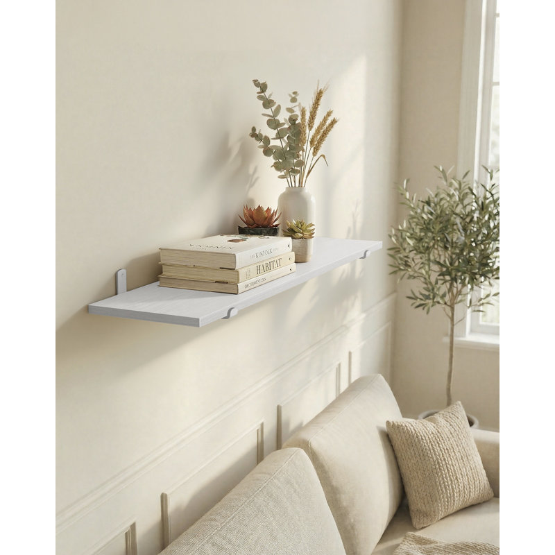 Modern Floating Wall Shelf Max Load 10 kg 20 60 7 cm, White, 10cm H x 80cm W x 21.3cm D