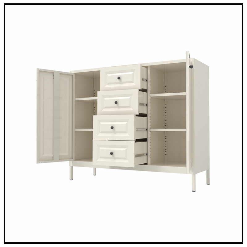 Armoire Palermo avec 4 tiroirs, 2 portes et tablettes réglables