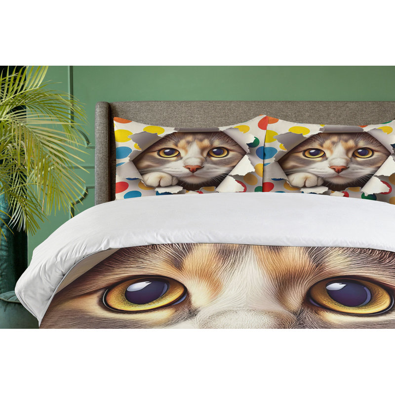 Cat Duvet Cover, California King Duvet Cover + 2 Standard Shams