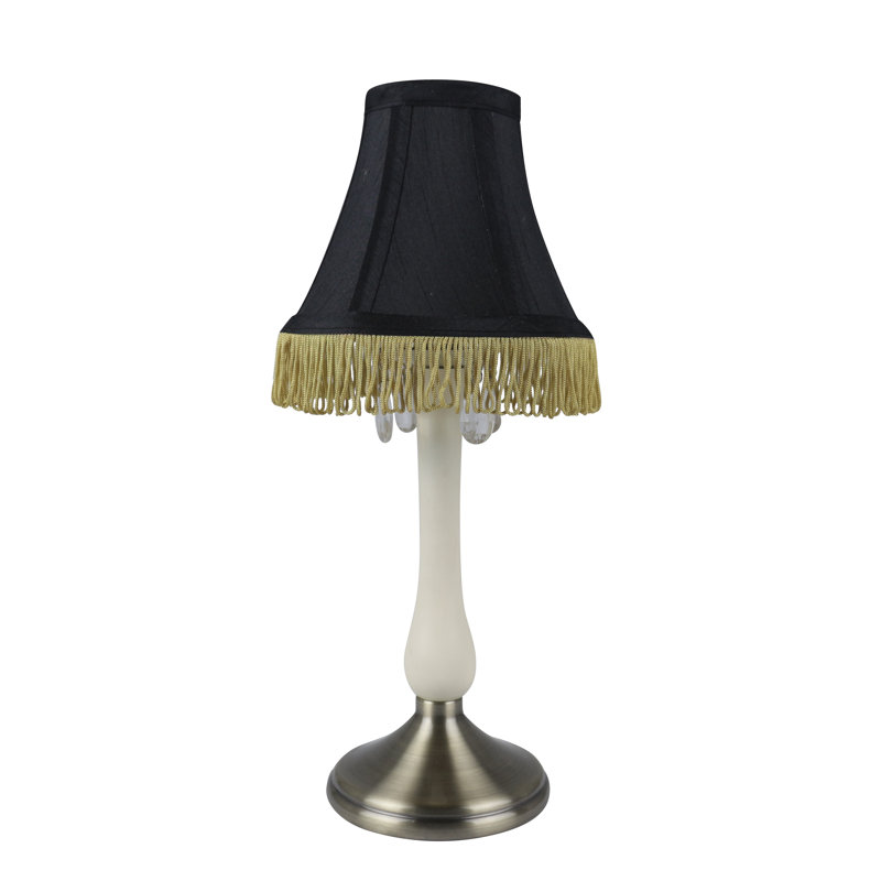 Kristien Metal Table Lamp, Cream Base/Black Shade