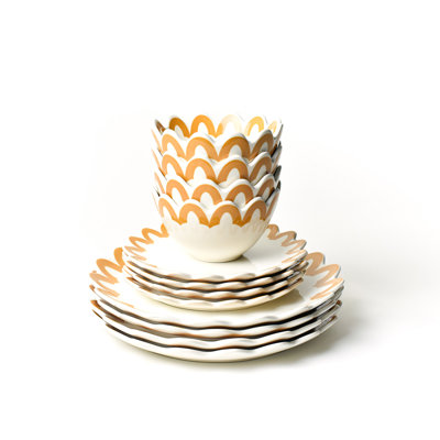 Brass Arabesque Dinnerware 12 Piece Set