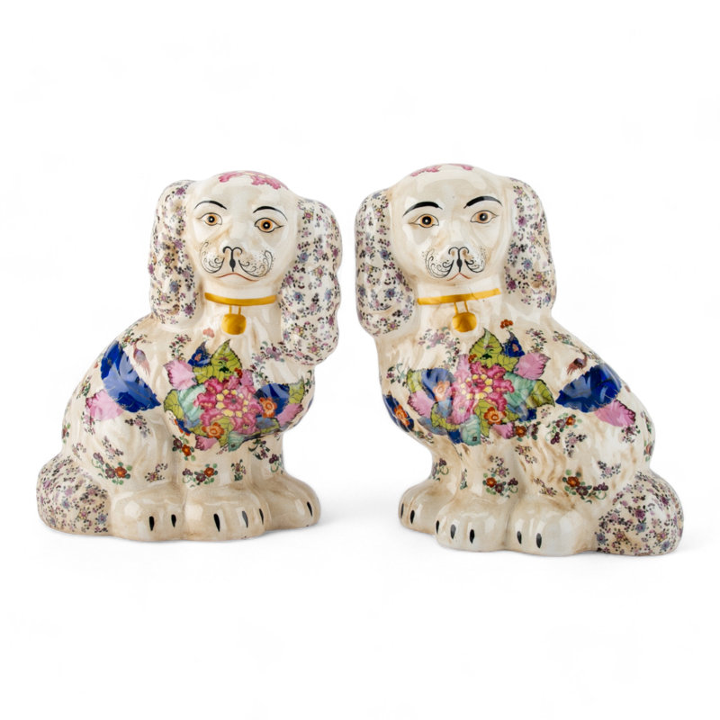 Porcelain Staffordshire Dog Figurines Pair