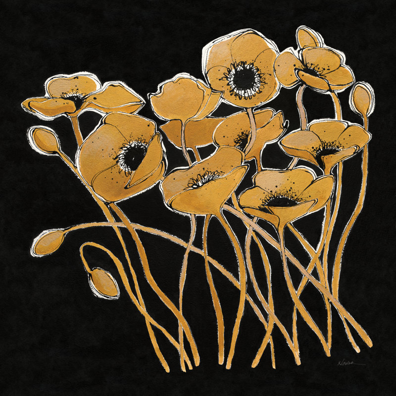 Line Poppies I V2 by Shirley Novak - Wrapped Canvas Art Prints, 30cm H x 30cm W x 3.8cm D