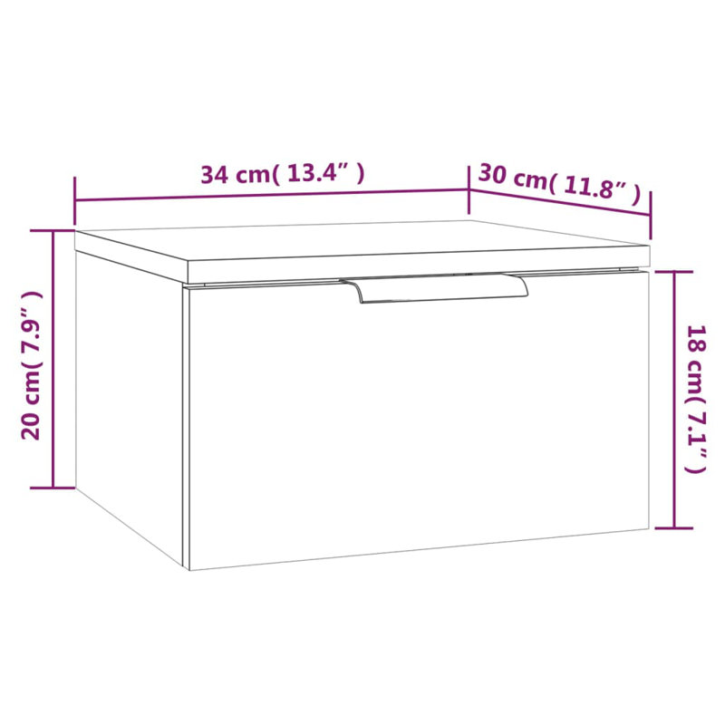 Wall-mounted Bedside Cabinets Bedroom Floating Nightstand Wall Cabinet, White, Individual