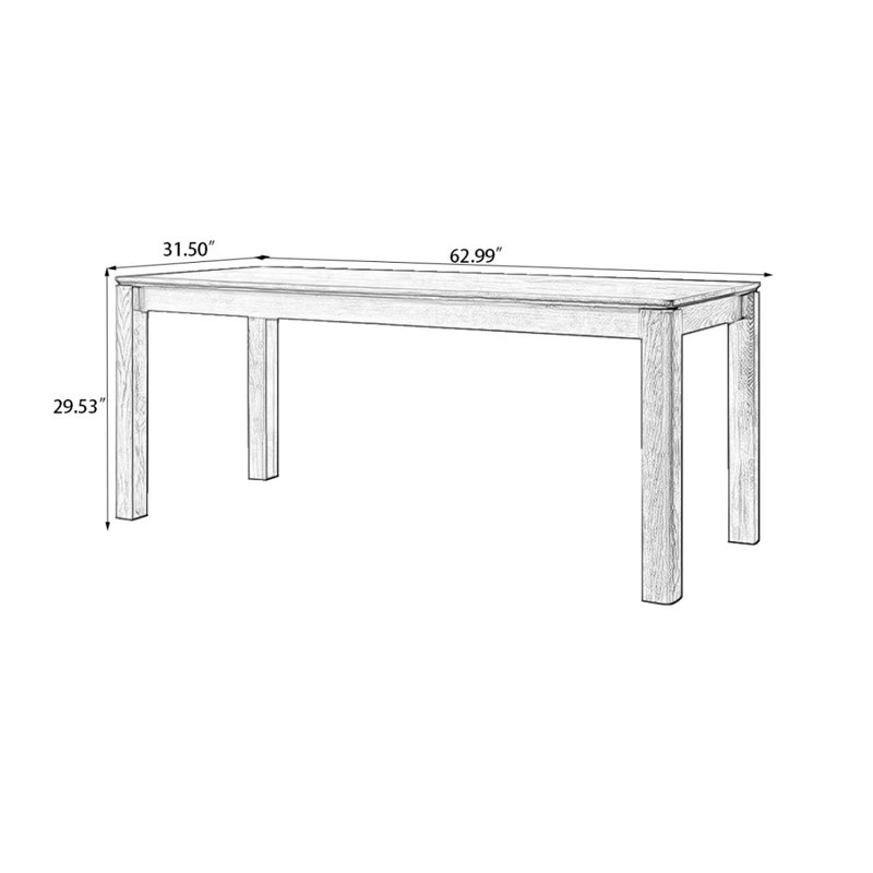 Nut-Brown Rectangular Solid Wood Dining Table, 29.53"H x 62.99"L x 31.5"W, Nut-Brown