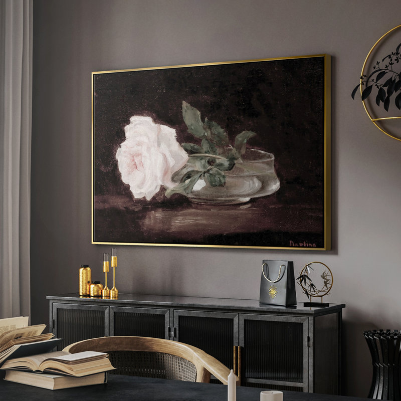 " Vintage Botanical - XXVIII ", Gold Floater Framed Canvas, 25" H x 37" W x 2" D