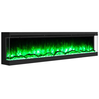 Foyer électrique 80 po à 3 côtés avec flammes réalistes 8 couleurs, télécommande, chauffage 750W / 1500W pour les grandes pièces, certifié ETL sécuritaire