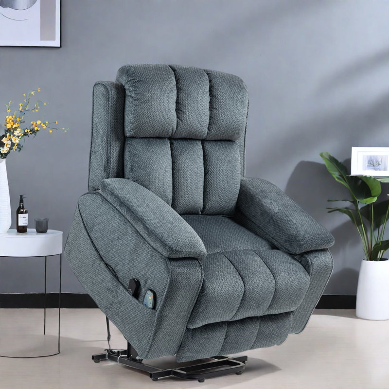 Comfort Recliners With Heat Massage Chenille Blue-green Multifunctional Relaxation