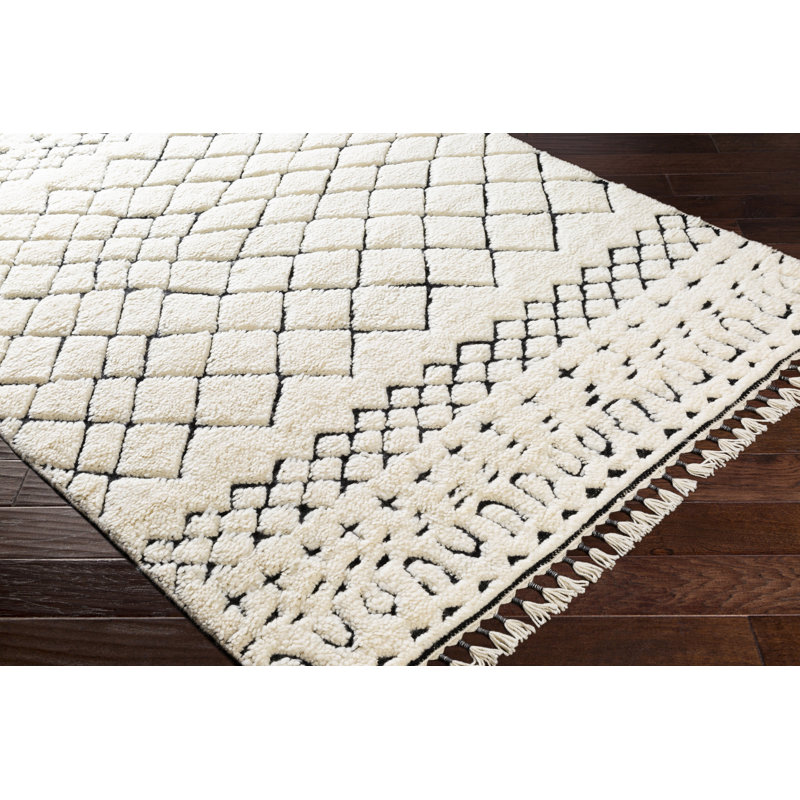 Meknes Global Cream, Black Area Rug, Rectangle 2' x 3'