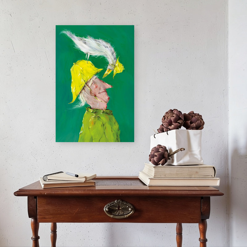 Art mural fantaisiste avec oiseau, 24" H x 16" W