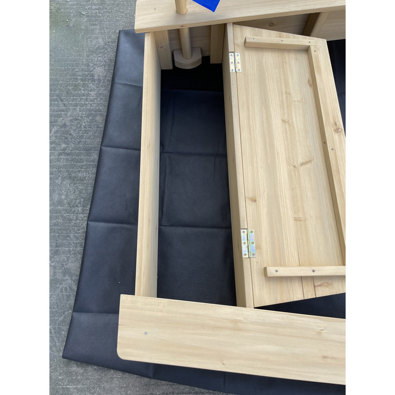 Kids Boat Sandpit with Seating and Cover