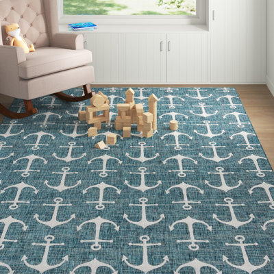 Glidden Rectangle Geometric Polypropylene Plastic Rug