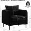 Mid-Century, simple, velours, méridienne, ligne audacieuse, coussin, bureau, fauteuil d'appoint simple et facile à nettoyer en velours noir avec structure en métal et tapis antidérapants pour chambre à coucher confortable, long-143753599