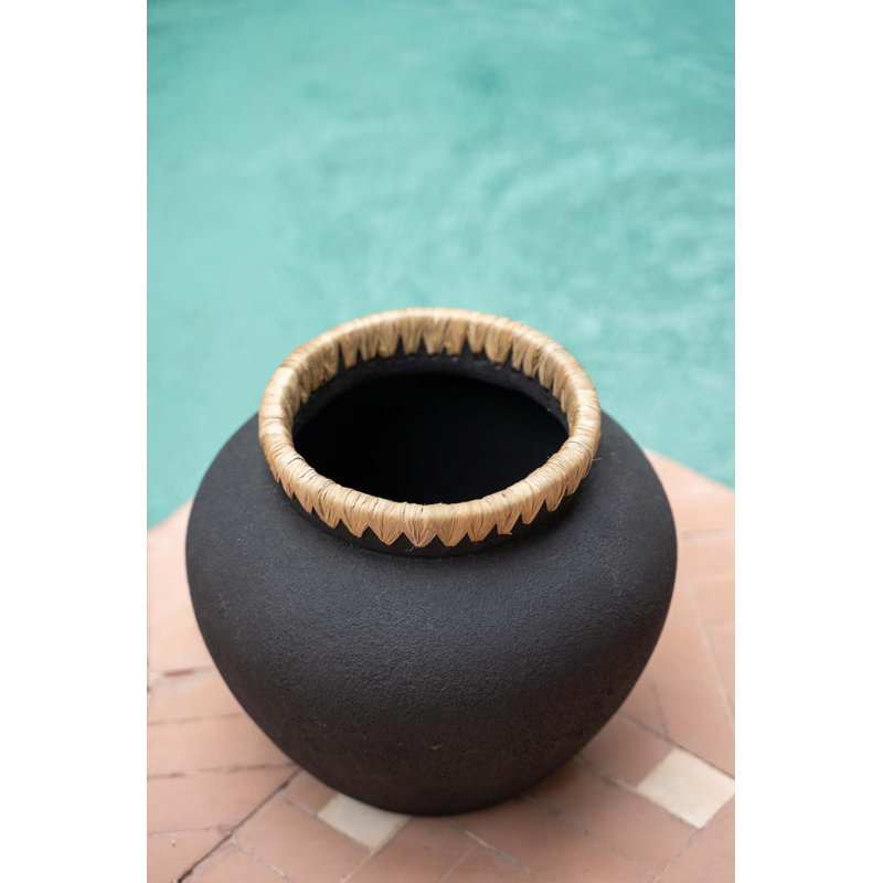 Alisynn Table Vase, Black/Natural, 23cm H x 29cm W x 29cm D