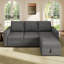 Canapé-lit modulaire en L Hoelscher avec rangement en polyester gris foncé-361050148