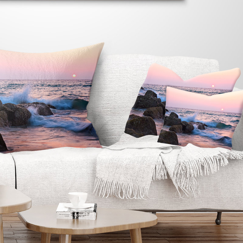 Oreiller avec oreiller en mousse rocky shore coast, Rectangle 12 po x 20 po