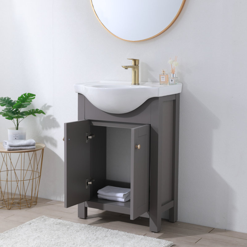24'' Bule Modern Free-Standing Single Bathroom Vanity Set, Gray