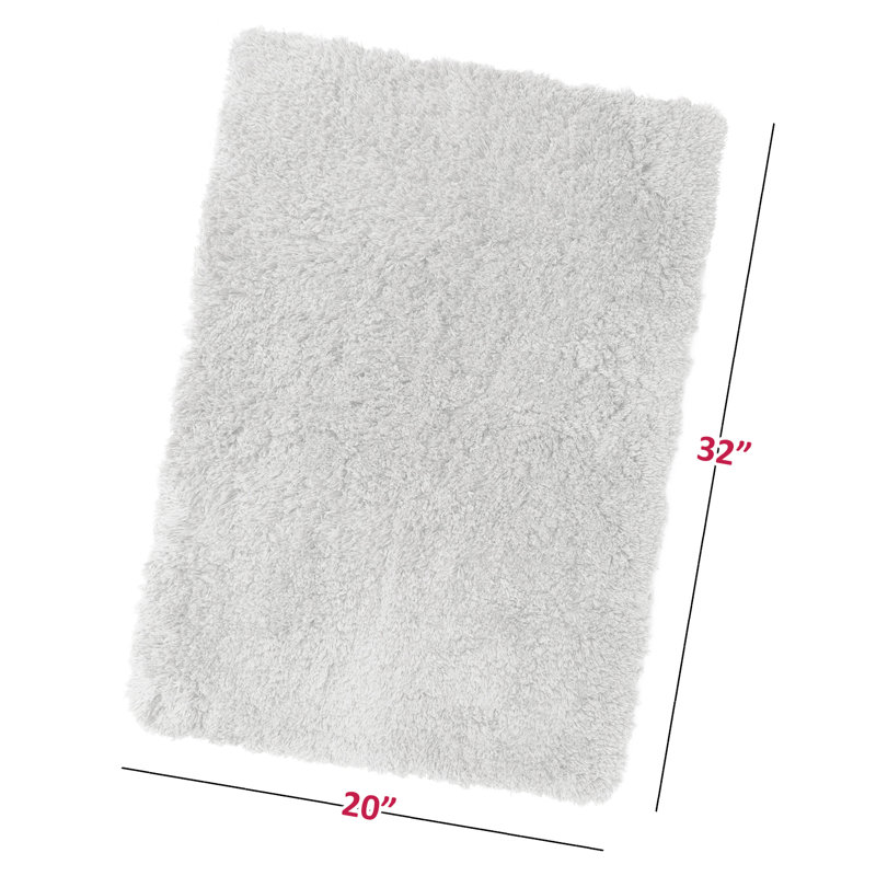 Tapis pour salle de bain rectangulaire en polyester antidérapant Ciarra, Blanc, l 20 po x L 32 po