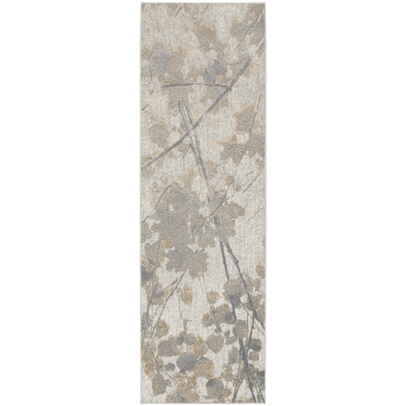 Abstract Machine Woven Grey Multicolour Area Rug, Runner 69 x 221cm