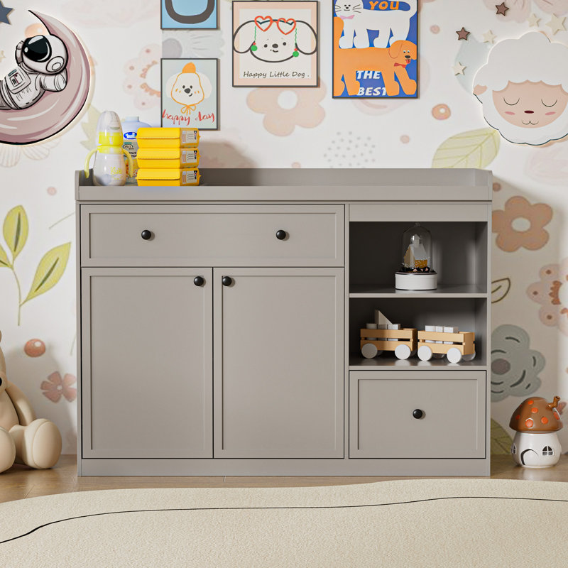 Commode à langer 47,24 "avec plateau amovible, Gris