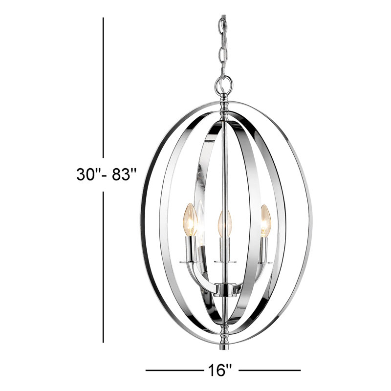 Welden Modern 3 Light Chrome Cage Chandelier