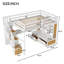 Lit mezzanine polyvalent avec bureau intégré, tablettes, tiroirs et escalier de rangement pour un espace de vie et de travail amélioré-453497751