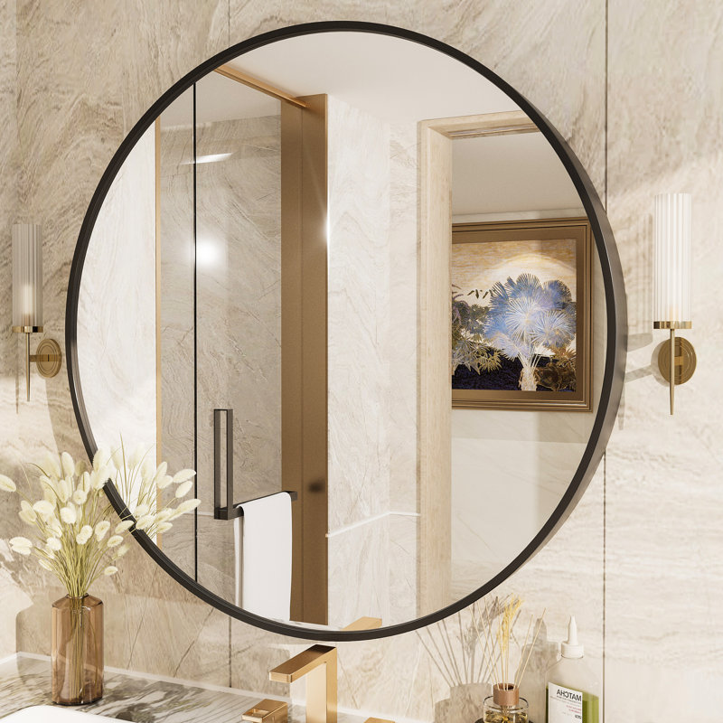 Miroir de salle de bain Molly Easy, Noir, 36 po x 36 po
