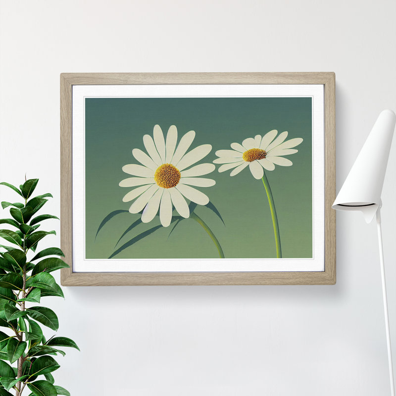 Gorgeous Daisy Flowers - Single Picture Frame Print, 25cm H x 34cm W x 2cm D, Oak Framed
