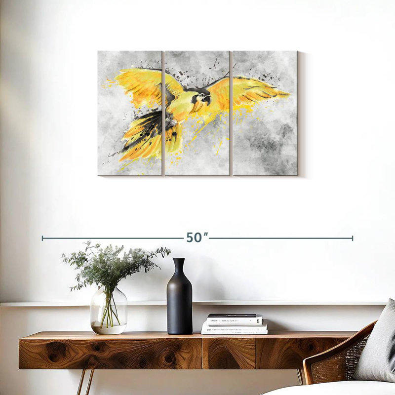 Brampt Yellow Macaw, 20" H x 33" W
