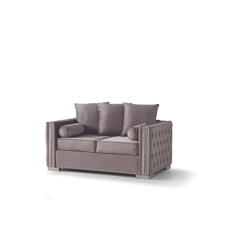 2 - Piece Velvet Living Room Set, Grey Velvet