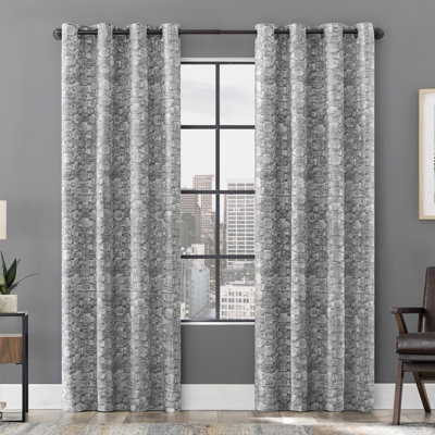 Scott Living Osaka Inverted Brushstrokes Cotton Blend 100% Blackout Grommet Curtain Panel