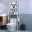 Over The Toilet Storage, Metal Over Toilet Organizer Rack with Removable Towel Hooks, Paper Holder, Bathroom Organizer Over Toilet, Easy Assembly-1848569936