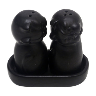 Nahun Handmade Bright Felines Ceramic Salt and Pepper Shaker Set