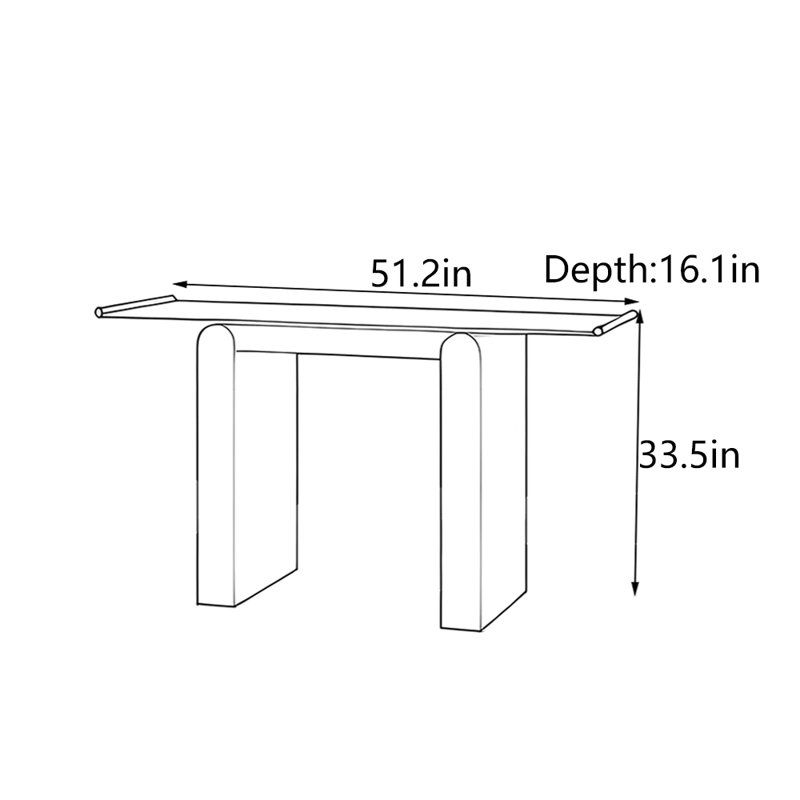 Table d'entrée Mid-Century, H 33,5 po x l 51,2 po x P 16,1 po, Noir