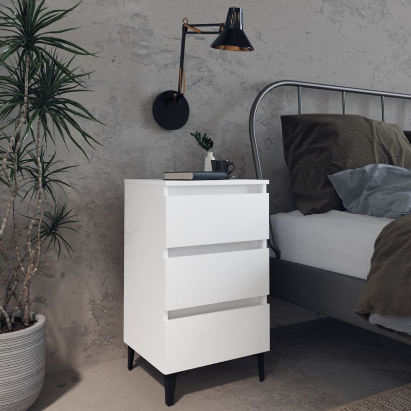 Pythagoras 40 cm W Bedside Table, White