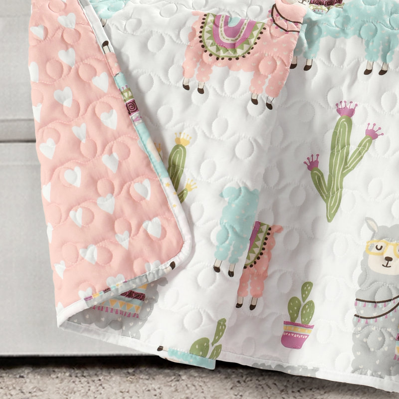 Southwest Llama Cactus Reversible Toddler Throw Blanket
