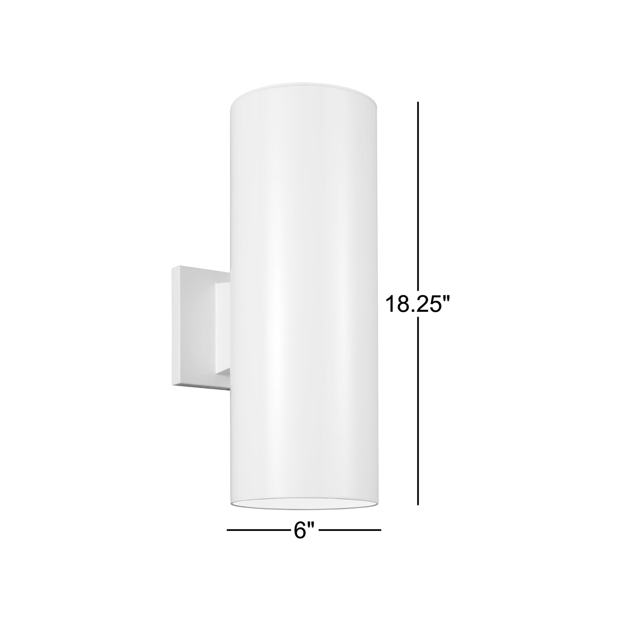 Dylan 2 Light Cylinder Outdoor Aluminum Wall Light, No, 18.25" H x 6" W x 6" D, Silver