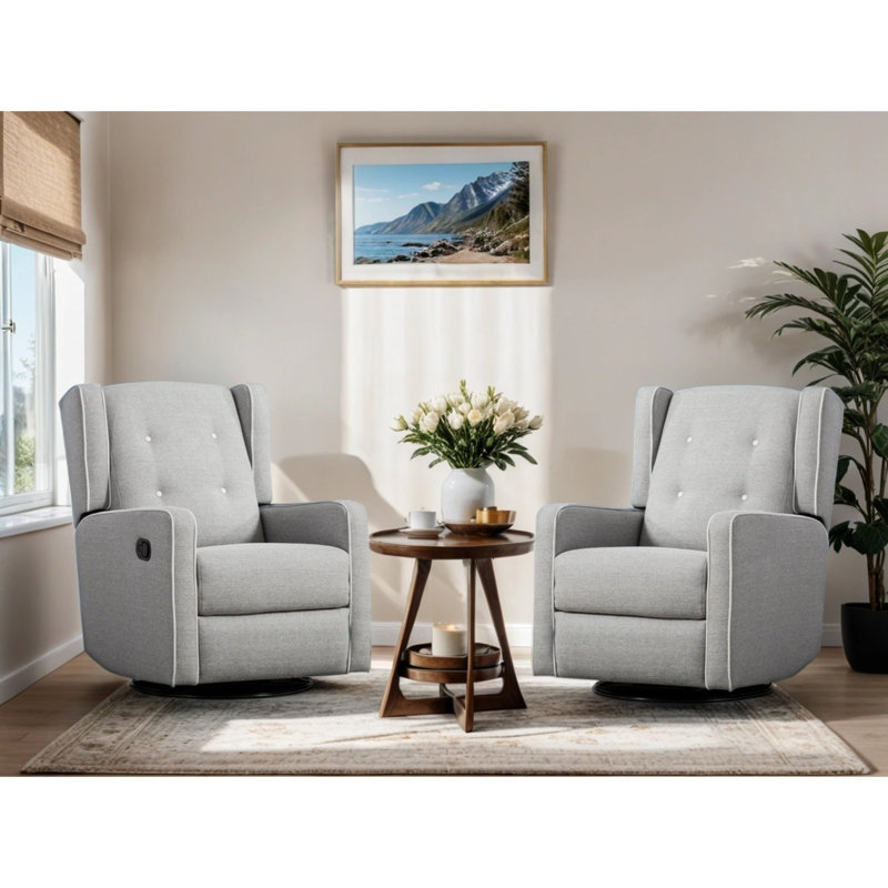 29.1" W Swivel Rocker Recliner, Gray Polyester