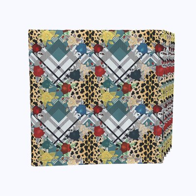 Napkin Set, 100% Milliken Polyester, Machine Washable, Set Of 12, 18X18"", Abstract Animal Print Plaid -  Fabric Textile Products, Inc., BSTRCT-NML-PRNT-PLD-1818