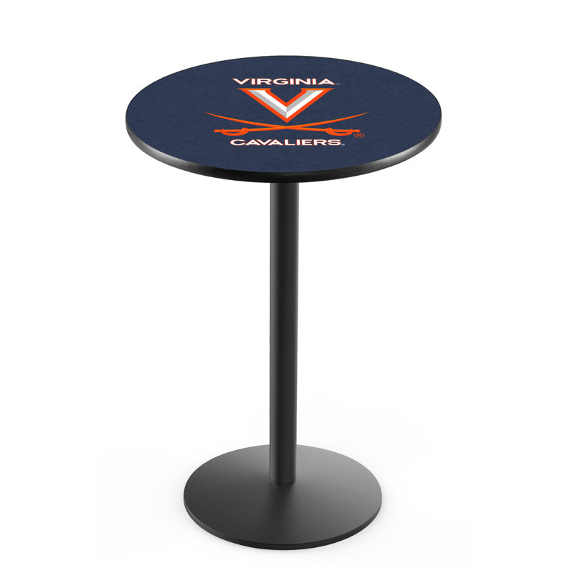 Round Metal Base Dining Table, Black Wrinkle, University of Virginia