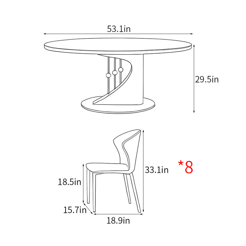 Ensembles de table de salle à manger légers et luxueux, Blanc