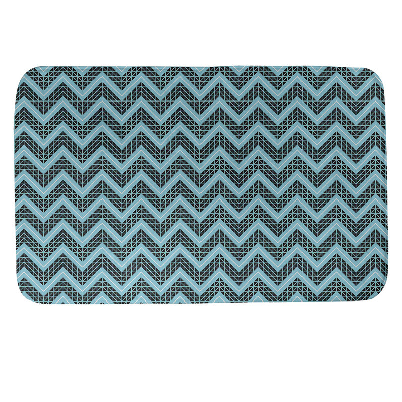 Stephenie Memory Foam Non-Slip Bath Rug, 21" W x 34" L, Black/Teal
