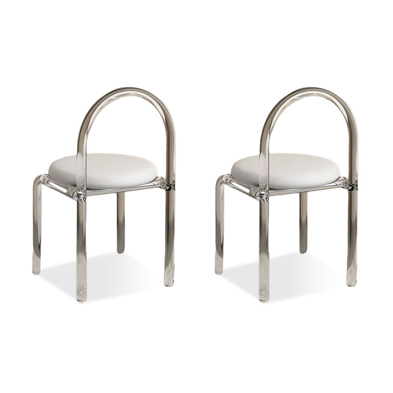 Chaise d'appoint moderne à dossier solide blanc (ensemble de 2)