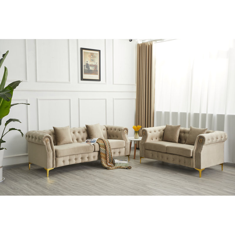 Ensemble de salon rembourré 2 pièces , Beige