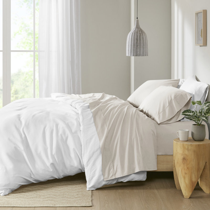 Ivory Organic Cotton Percale Twin Sheet Set