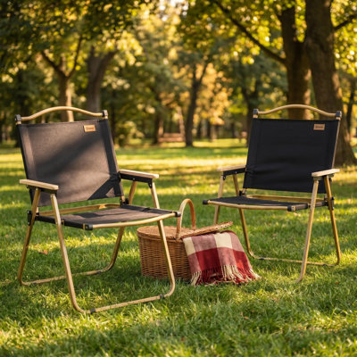 2 Pack Folding Camping Chairs, Lightweight Portable Beach Lawn Chairs, 286LBS Support for Fishing Picnic Hiking