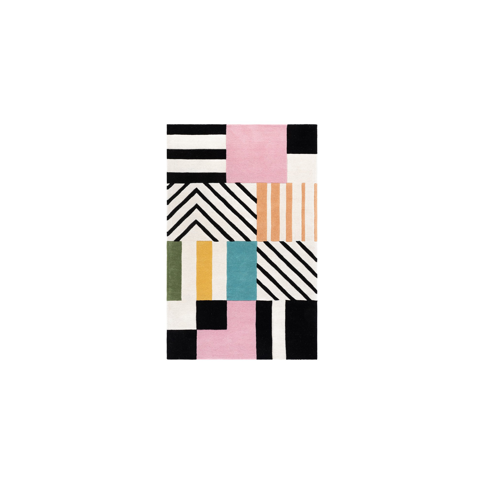Tripoli Hand Tufted Wool Ivory/Black/Pink Rug, Rectangle 4' x 6'