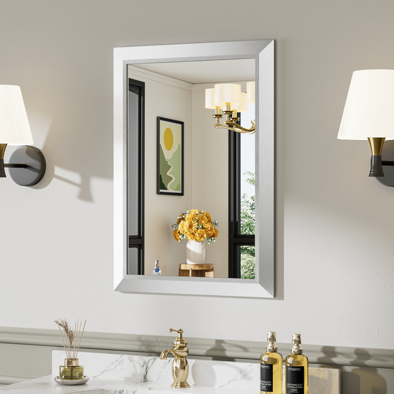 Miroirs de salle de bain modernes et contemporains en métal biseauté rectangulaire / carré avec verre trempé HD